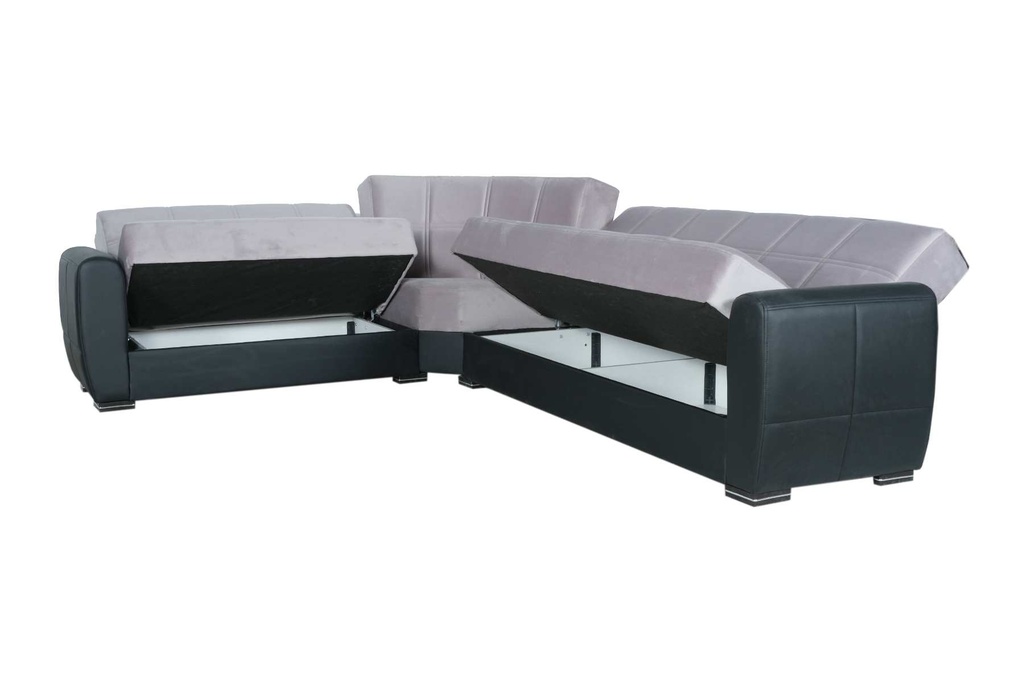 CANAPE D'ANGLE GRAND NOIR ET GRIS + COUSSINS