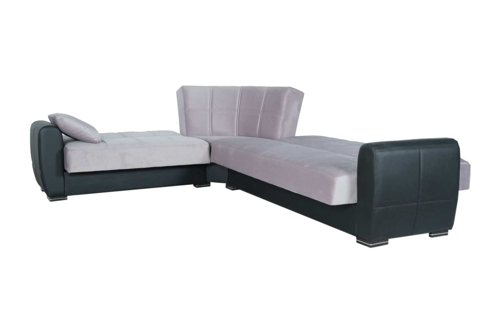 CANAPE D'ANGLE GRAND NOIR ET GRIS + COUSSINS