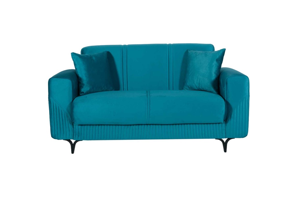 CANAPE CONVERTIBLE HARIS 3+1PL GRIS ET 2PL TURQUOISE