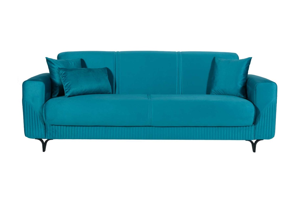 CANAPE CONVERTIBLE HARIS 3+2+1 GRIS ET TURQUOISE