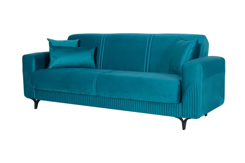 CANAPE CONVERTIBLE HARIS 3+2+1 GRIS ET TURQUOISE