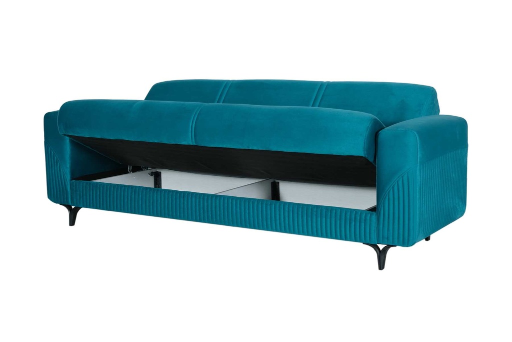 CANAPE CONVERTIBLE HARIS 3+2+1 GRIS ET TURQUOISE