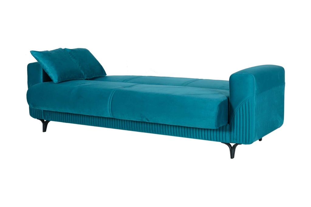 CANAPE CONVERTIBLE HARIS 3+2+1 GRIS ET TURQUOISE