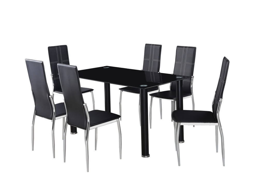 SALLE A MANGER KETCH + 6 CHAISE NOIR 140*80*76