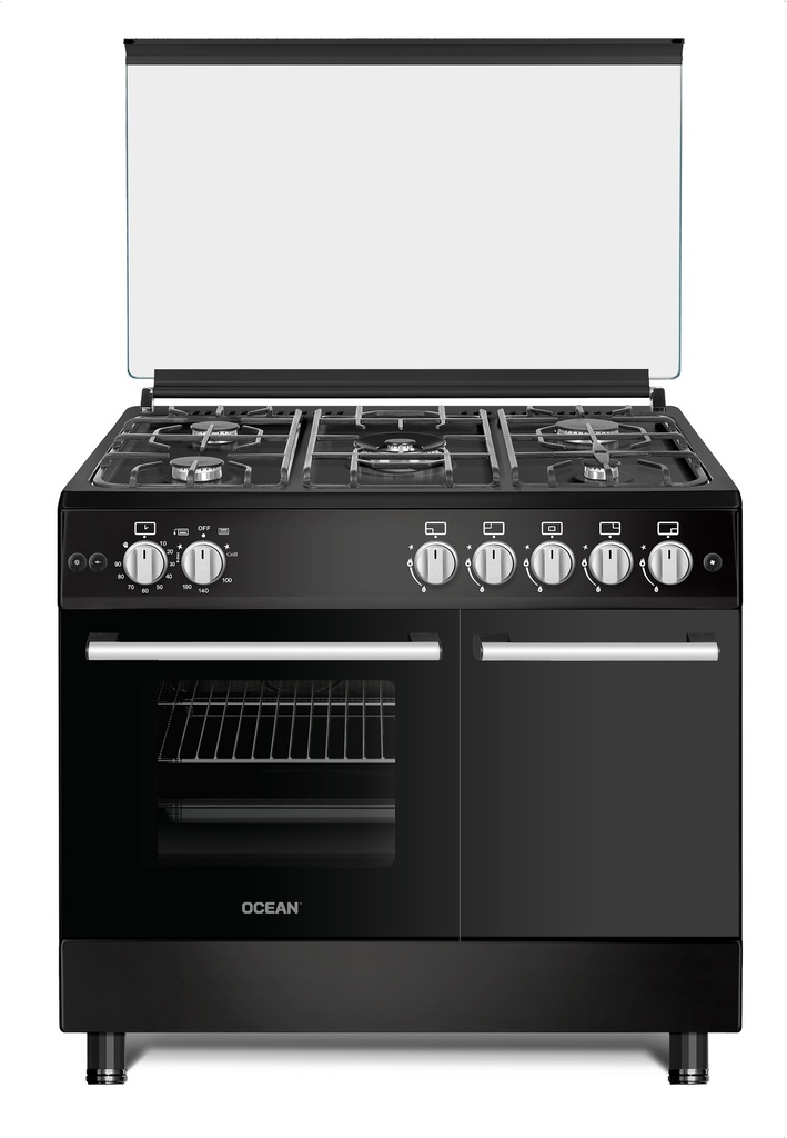 CUISINIERE OCEAN 5FG + FOUR GAZ + CACHE BOUTEILLE NOIR