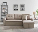 CANAPE D'ANGLE SARA BEIGE LIT+COFFRE