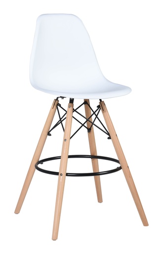 [B07WHITE] TABOURET DE BAR PIED BOIS BLANC