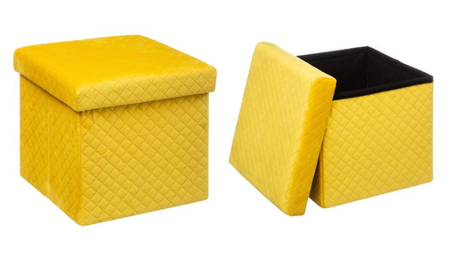 [167845A] POUF 31X31 PLI VELOURS JAUNE