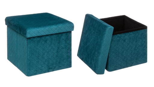 [167845B] POUF 31X31 PLI VELOURS BLEU