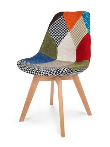 [C02-8] Chaise scandinave Patchwork, pieds en hêtre