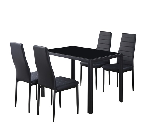 [COMODO] SALLE A MANGER COMODO + 4 CHAISE NOIR 110*70*76