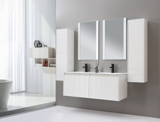 [SP5726-120] MEUBLE SDB 120X46X45 + 2 VASQUE + 2 MIROIR