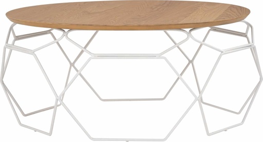 [132082] TABLE BASSE NANO 80CM BOIS NATUREL / BLANC